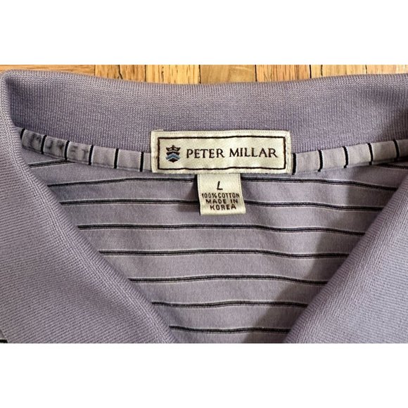 Peter Millar Maidstone Club Golf Polo Shirt Mens Large Purple Striped Cotton - Picture 5 of 6